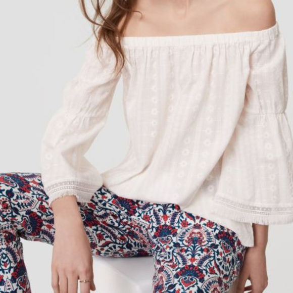 LOFT Tops - LOFT Petite Daisy Embroidered Off The Shoulder Top